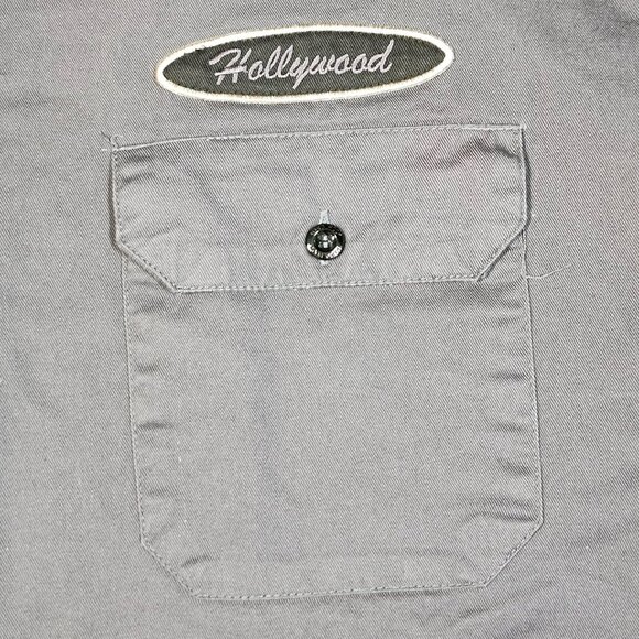 Hard Rock Cafe Hollywood Mens Short Sleeve Button-Up Shirt Gray Large - Picture 7 of 10